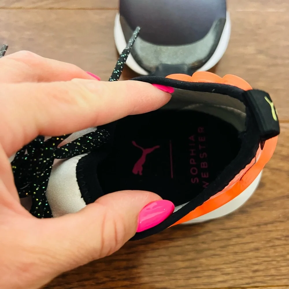 Sophie Webster Puma collab Vibrant Orange and Black women's Athletic Sneaker - Picture 3 of 6